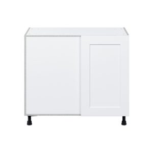 Jasmine Painted Warm White  Shaker Assembled Blind Base Corner  Cabinet Left Open (39 in. W X 34.5 in. H X 24 in. D)