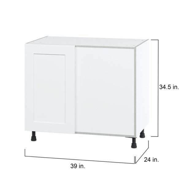 Jasmine Painted Warm White  Shaker Assembled Blind Base Corner  Cabinet Right Open (39 in. W x 34.5 in. H x 24 in. D)