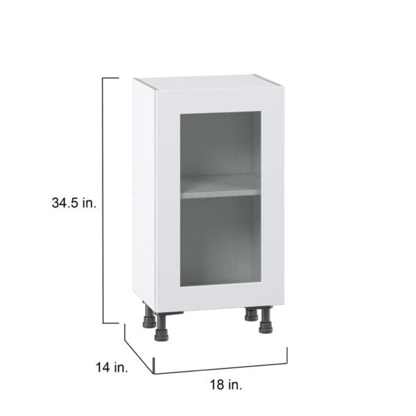 Jasmine Painted Warm White  Shaker Assembled Shallow Base Cabinet with a Full High Glass Door (18 in. W x 34.5 in. H x 14 in. D)