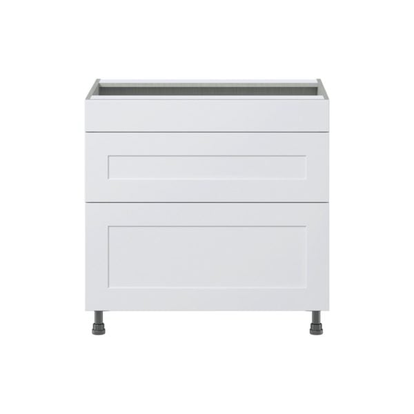 Jasmine Painted Warm White  Shaker Assembled Cooktop Base Cabinet with Drawers and False Front (36 in. W x 34.5 in. H x 24 in. D)