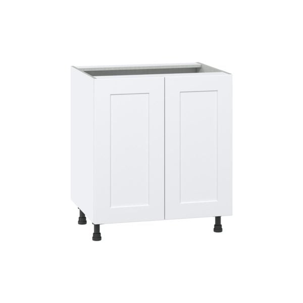 Jasmine Painted Warm White  Shaker Assembled Base Cabinet with 2 Full High Doors and 3 Inner Drawers (30 in. W x 34.5 in. H x 24 in. D)