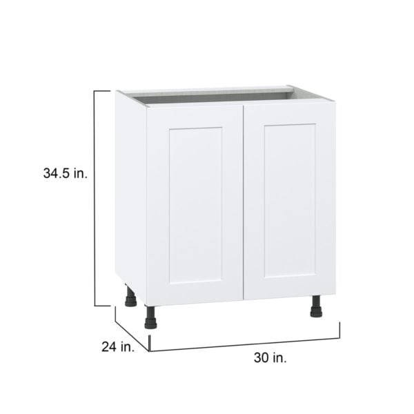 Jasmine Painted Warm White  Shaker Assembled Base Cabinet with 2 Full High Doors and 3 Inner Drawers (30 in. W x 34.5 in. H x 24 in. D)