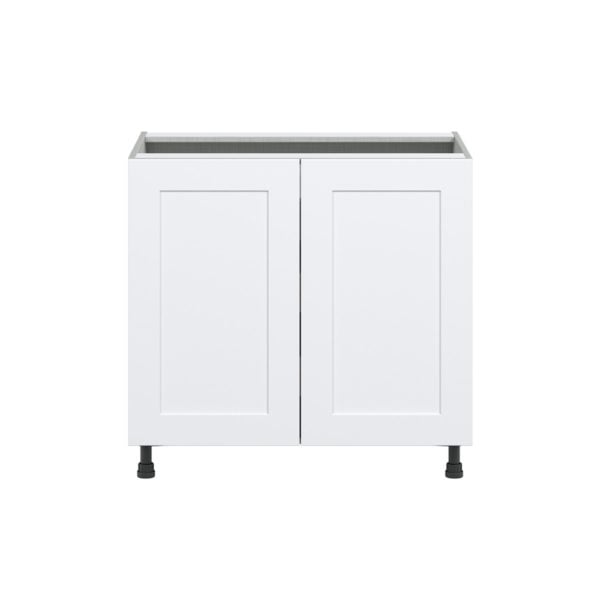 Jasmine Painted Warm White  Shaker Assembled Base Cabinet with 2 Full High Doors and 3 Inner Drawers (36 in. W x 34.5 in. H x 24 in. D)