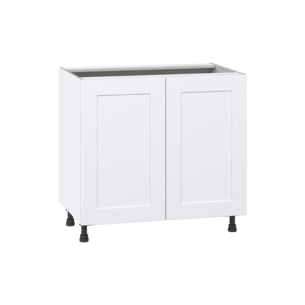 Jasmine Painted Warm White  Shaker Assembled Base Cabinet with 2 Full High Doors and 3 Inner Drawers (36 in. W x 34.5 in. H x 24 in. D)