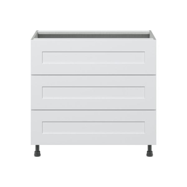 Jasmine Painted Warm White  Shaker Assembled Base Cabinet with Three 10 in. Drawers (36 in. W x 34.5 in. H x 24 in. D)