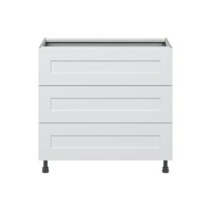 Jasmine Painted Warm White  Shaker Assembled Base Cabinet with Three 10 in. Drawers and 1 Inner Drawer (36 in. W x 34.5 in. H x 24 in. D)