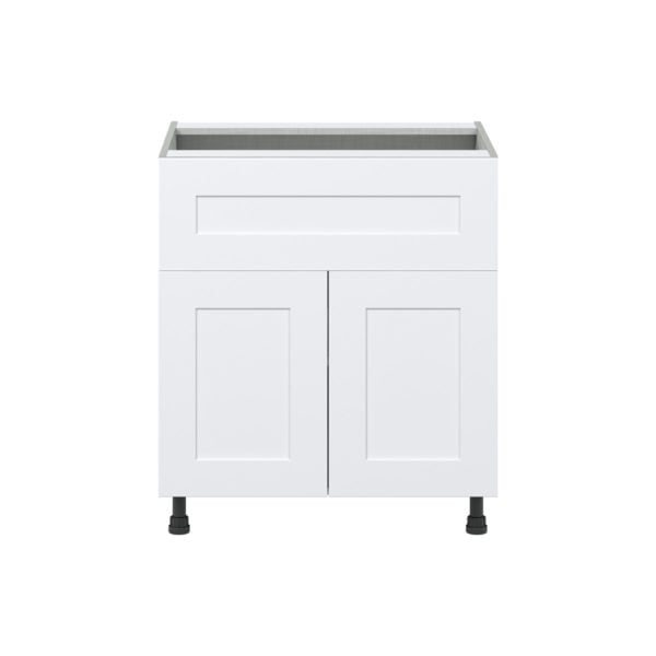 Jasmine Painted Warm White  Shaker Assembled Base Cabinet with 1 Door and 10 in. Drawer (30 in. W x 34.5 in. H x 24 in. D)