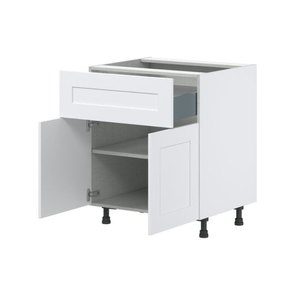 Jasmine Painted Warm White  Shaker Assembled Base Cabinet with 1 Door and 10 in. Drawer (30 in. W x 34.5 in. H x 24 in. D)