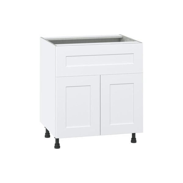 Jasmine Painted Warm White  Shaker Assembled Base Cabinet with 1 Door and 10 in. Drawer (30 in. W x 34.5 in. H x 24 in. D)