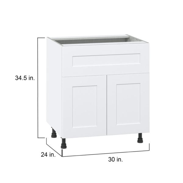 Jasmine Painted Warm White  Shaker Assembled Base Cabinet with 1 Door and 10 in. Drawer (30 in. W x 34.5 in. H x 24 in. D)