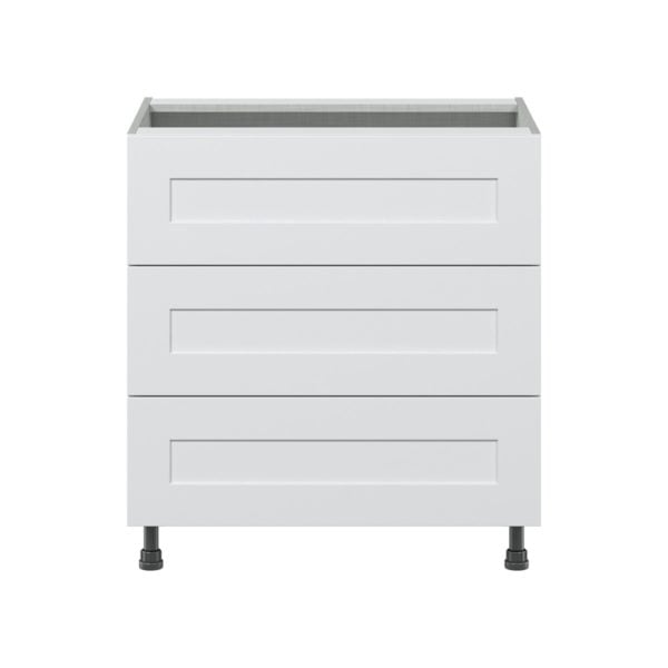 Jasmine Painted Warm White  Shaker Assembled Base Cabinet with Three 10 in. Drawers (30 in. W x 34.5 in. H x 24 in. D)