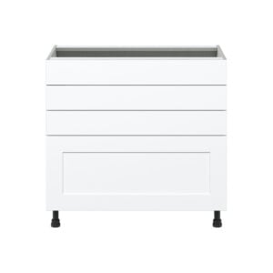 Jasmine Painted Warm White  Shaker Assembled Cooktop Base Cabinet with Drawers and False Front (36 in. W x 34.5 in. H x 24 in. D)