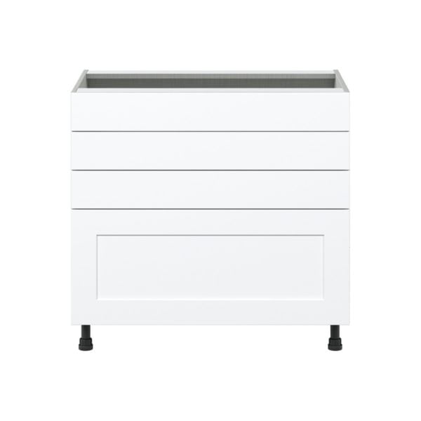 Jasmine Painted Warm White  Shaker Assembled Cooktop Base Cabinet with Drawers and False Front (36 in. W x 34.5 in. H x 24 in. D)