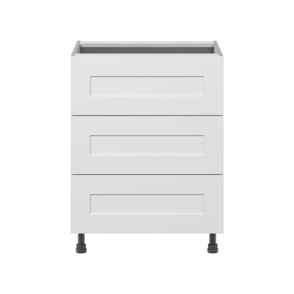 Jasmine Painted Warm White  Shaker Assembled Base Cabinet with Three 10 in. Drawers (24 in. W x 34.5 in. H x 24 in. D)