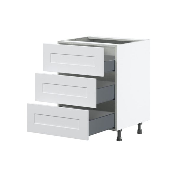 Jasmine Painted Warm White  Shaker Assembled Base Cabinet with Three 10 in. Drawers (24 in. W x 34.5 in. H x 24 in. D)