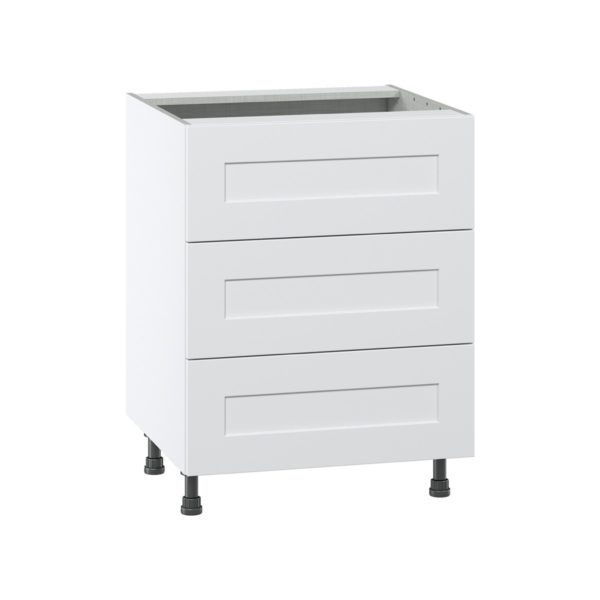 Jasmine Painted Warm White  Shaker Assembled Base Cabinet with Three 10 in. Drawers (24 in. W x 34.5 in. H x 24 in. D)