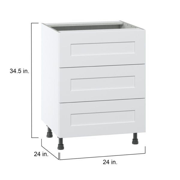 Jasmine Painted Warm White  Shaker Assembled Base Cabinet with Three 10 in. Drawers (24 in. W x 34.5 in. H x 24 in. D)