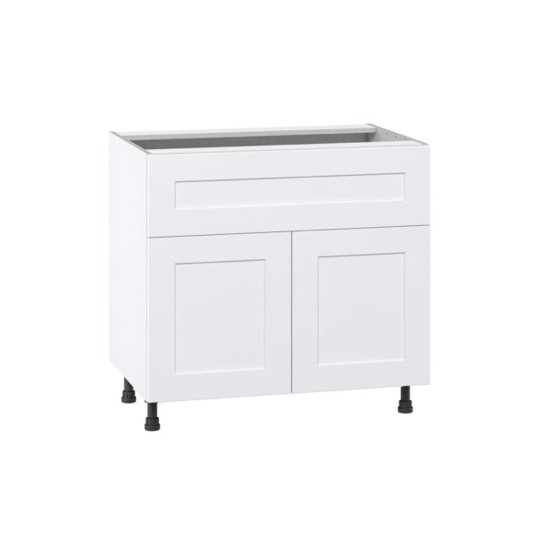 Jasmine Painted Warm White  Shaker Assembled Cooktop Base Cabinet with 2 Doors and a 10 in. Drawer (36 in. W x 34.5 in. H x 24 in. D)