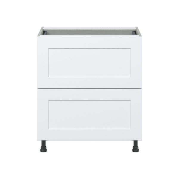 Jasmine Painted Warm White  Shaker Assembled Base Cabinet with 2 Drawers and 1 Inner Drawer (30 in. W x 34.5 in. H x 24 in. D)