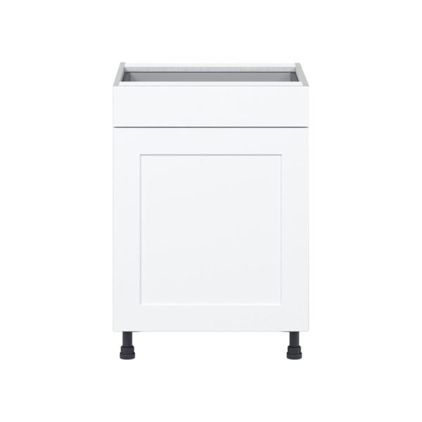 Jasmine Painted Warm White  Shaker Assembled Base Cabinet with 1  Door and 1 Drawer (24 in. W x 34.5 in. H x 24 in. D)