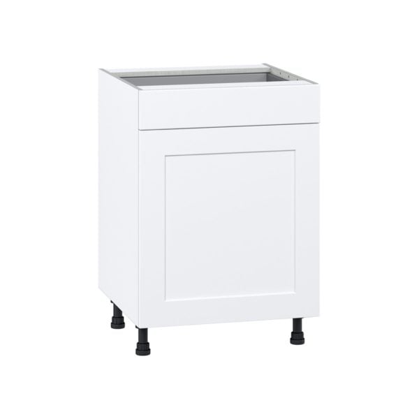 Jasmine Painted Warm White  Shaker Assembled Base Cabinet with 1  Door and 1 Drawer (24 in. W x 34.5 in. H x 24 in. D)