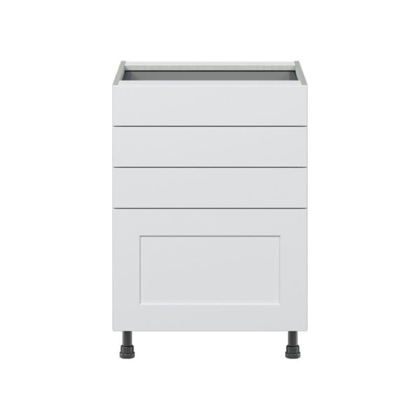 Jasmine Painted Warm White  Shaker Assembled Base Cabinet with 4 Drawers (24 in. W x 34.5 in. H x 24 in. D)