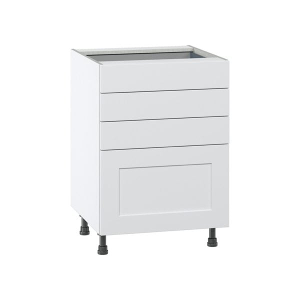 Jasmine Painted Warm White  Shaker Assembled Base Cabinet with 4 Drawers (24 in. W x 34.5 in. H x 24 in. D)