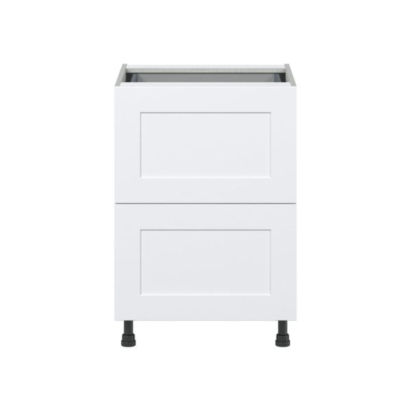 Jasmine Painted Warm White  Shaker Assembled Base Cabinet with 2 Drawers and 1 Inner Drawer (24 in. W x 34.5 in. H x 24 in. D)