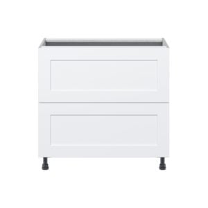 Jasmine Painted Warm White  Shaker Assembled  Cooktop Base Cabinet with 2 Drawers and a Inner Drawer (36 in. W x 34.5 in. H x 24 in. D)