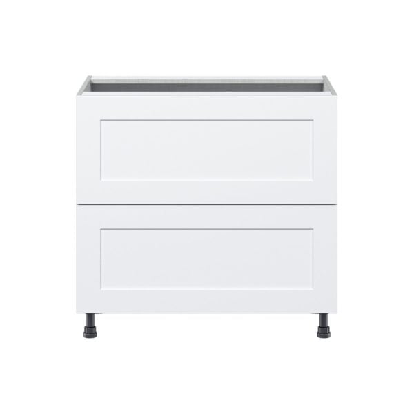 Jasmine Painted Warm White  Shaker Assembled  Cooktop Base Cabinet with 2 Drawers and a Inner Drawer (36 in. W x 34.5 in. H x 24 in. D)