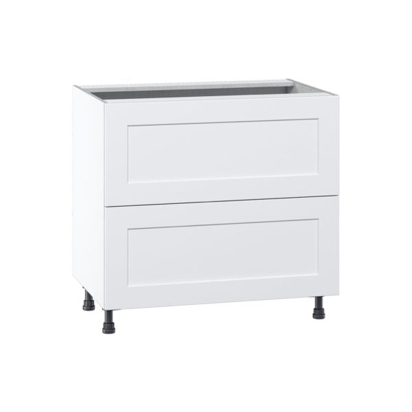 Jasmine Painted Warm White  Shaker Assembled  Cooktop Base Cabinet with 2 Drawers and a Inner Drawer (36 in. W x 34.5 in. H x 24 in. D)