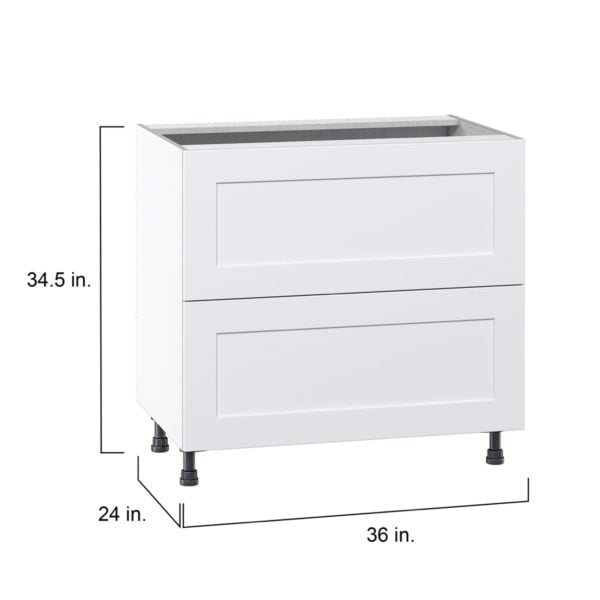 Jasmine Painted Warm White  Shaker Assembled  Cooktop Base Cabinet with 2 Drawers and a Inner Drawer (36 in. W x 34.5 in. H x 24 in. D)