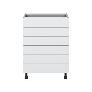 Jasmine Painted Warm White  Shaker Assembled Base Cabinet with 6 Drawers (24 in. W x 34.5 in. H x 24 in. D)