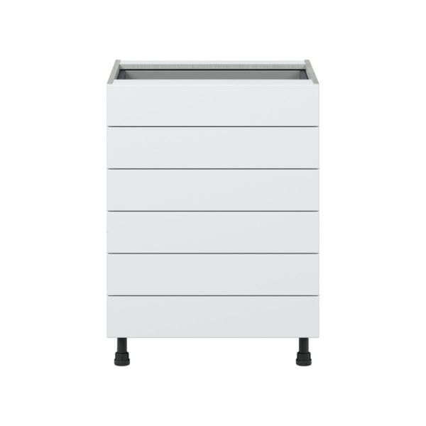 Jasmine Painted Warm White  Shaker Assembled Base Cabinet with 6 Drawers (24 in. W x 34.5 in. H x 24 in. D)