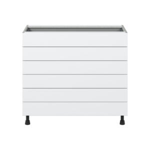 Jasmine Painted Warm White  Shaker Assembled Base Cabinet with 6 Drawers (36 in. W x 34.5 in. H x 24 in. D)