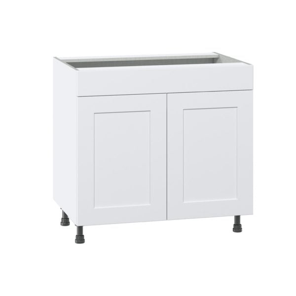 Jasmine Painted Warm White  Shaker Assembled Cooktop Base Cabinet with 2 Doors and False Front (36 in. W x 34.5 in. H x 24 in. D)