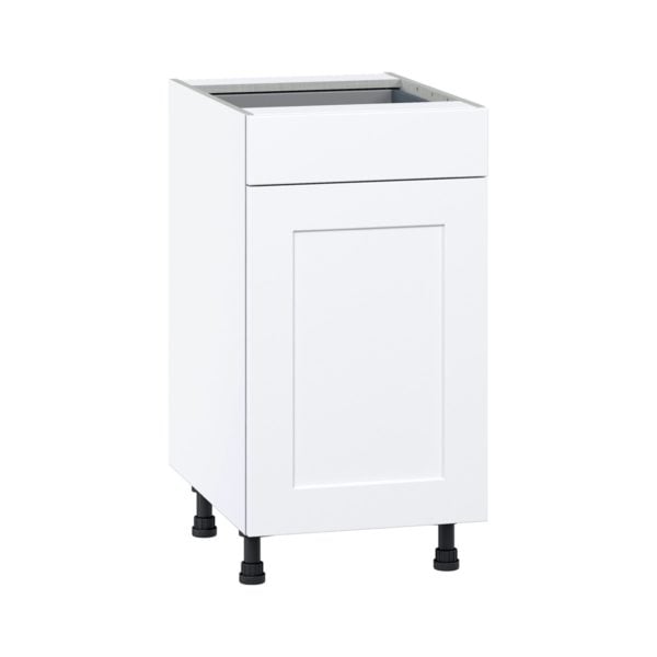 Jasmine Painted Warm White  Shaker Assembled Base Cabinet with 1 Door and 1 Drawer (18 in. W x 34.5 in. H x 24 in. D)