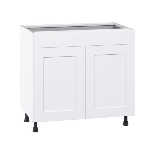 Jasmine Painted Warm White  Shaker Assembled Base Cabinet with 2  Doors and 1 Drawer (36 in. W x 34.5 in. H x 24 in. D)