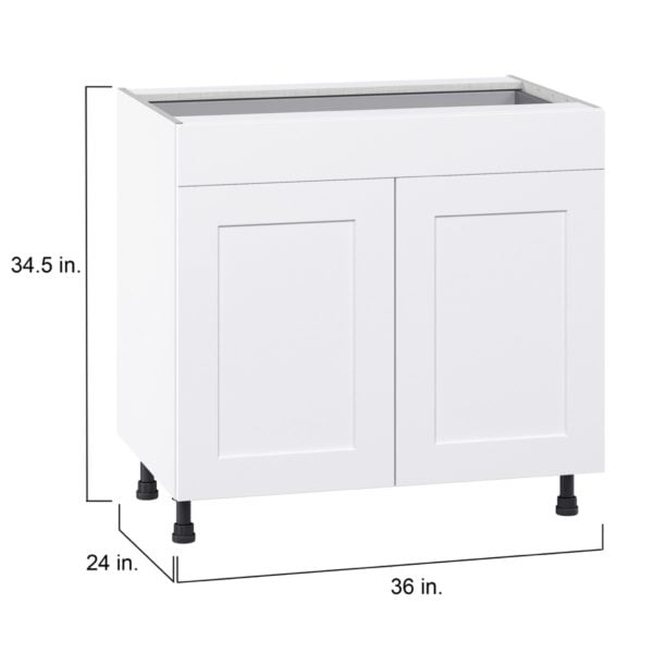 Jasmine Painted Warm White  Shaker Assembled Base Cabinet with 2  Doors and 1 Drawer (36 in. W x 34.5 in. H x 24 in. D)