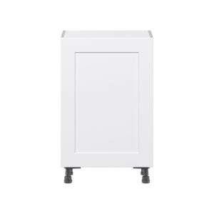 Jasmine Painted Warm White  Shaker Assembled Shallow Base Cabinet with a Full High Door and 3 Inner Drawers (18 in. W x 34.5 in. H x 14 in. D)