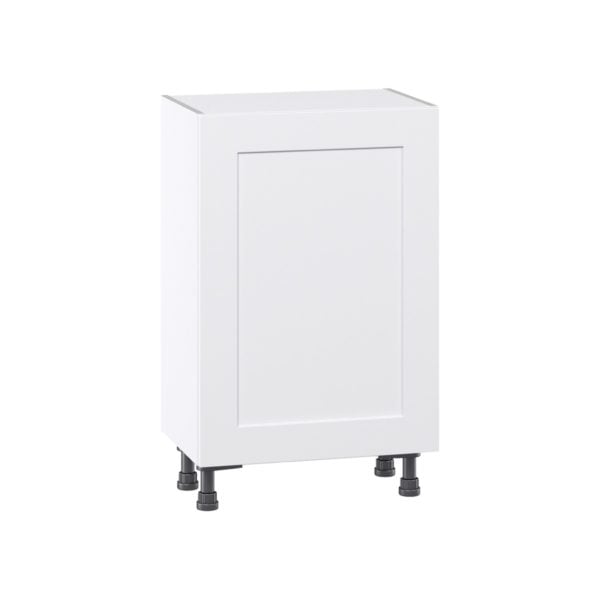 Jasmine Painted Warm White  Shaker Assembled Shallow Base Cabinet with a Full High Door and 3 Inner Drawers (18 in. W x 34.5 in. H x 14 in. D)