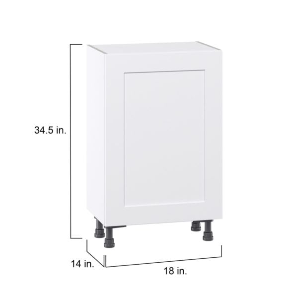 Jasmine Painted Warm White  Shaker Assembled Shallow Base Cabinet with a Full High Door and 3 Inner Drawers (18 in. W x 34.5 in. H x 14 in. D)