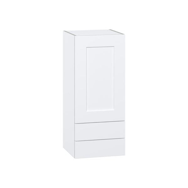 Jasmine Painted Warm White  Shaker Assembled Wall  Cabinet with a Door and Two 5 in. Drawers (15 in. W x 35 in. H x 14 in. D)