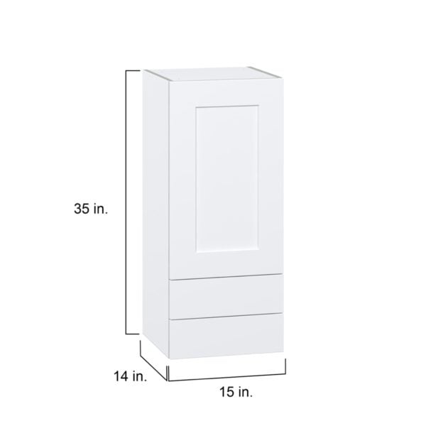 Jasmine Painted Warm White  Shaker Assembled Wall  Cabinet with a Door and Two 5 in. Drawers (15 in. W x 35 in. H x 14 in. D)