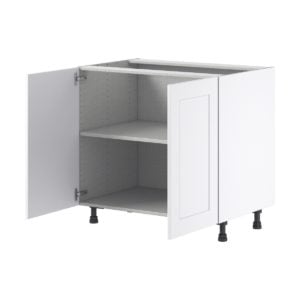 Jasmine Painted Warm White  Shaker Assembled Base Cabinet with 2 Full High Doors (36 in. W x 34.5 in. H x 24 in. D)