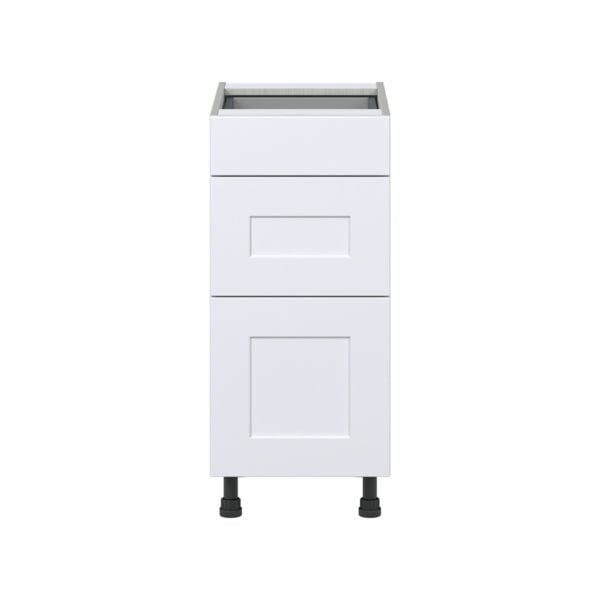 Jasmine Painted Warm White  Shaker Assembled Base Cabinet with 3 Drawers (15 in. W x 34.5 in. H x 24 in. D)