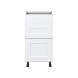 Jasmine Painted Warm White  Shaker Assembled Base Cabinet with 3 Drawers (18 in. W x 34.5 in. H x 24 in. D)