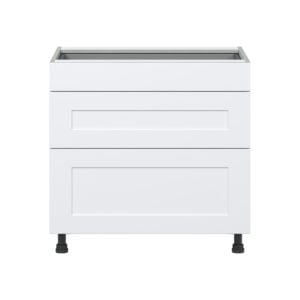 Jasmine Painted Warm White  Shaker Assembled Base Cabinet with 3 Drawers (36 in. W x 34.5 in. H x 24 in. D)