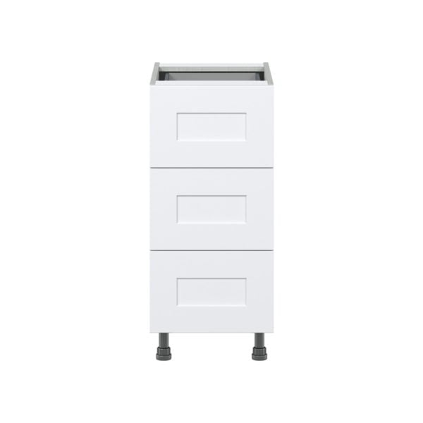 Jasmine Painted Warm White  Shaker Assembled Base Cabinet with Three 10 in. Drawers and 1 Inner Drawer (15 in. W x 34.5 in. H x 24 in. D)