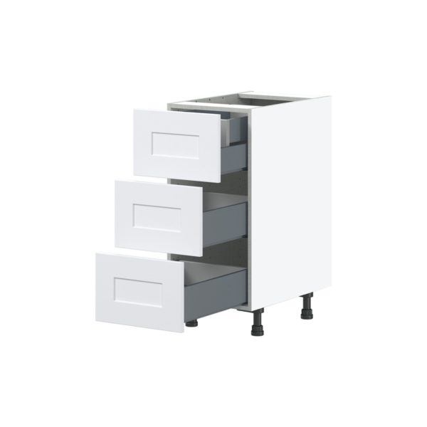 Jasmine Painted Warm White  Shaker Assembled Base Cabinet with Three 10 in. Drawers and 1 Inner Drawer (15 in. W x 34.5 in. H x 24 in. D)